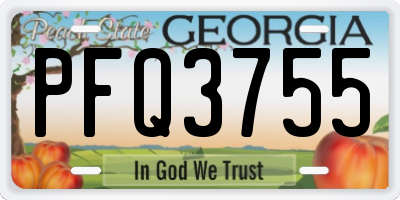 GA license plate PFQ3755
