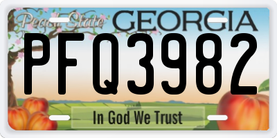 GA license plate PFQ3982