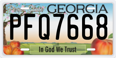GA license plate PFQ7668
