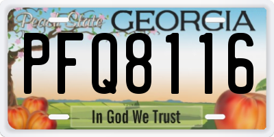 GA license plate PFQ8116