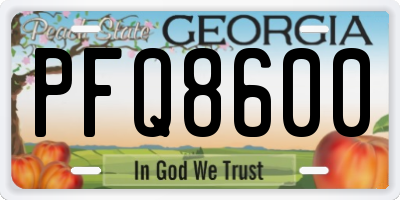 GA license plate PFQ8600