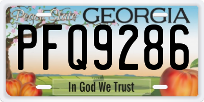 GA license plate PFQ9286