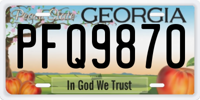 GA license plate PFQ9870