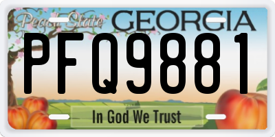 GA license plate PFQ9881
