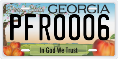 GA license plate PFR0006