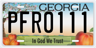 GA license plate PFR0111