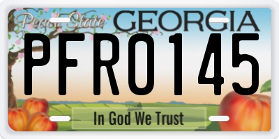 GA license plate PFR0145