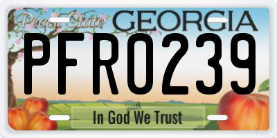 GA license plate PFR0239