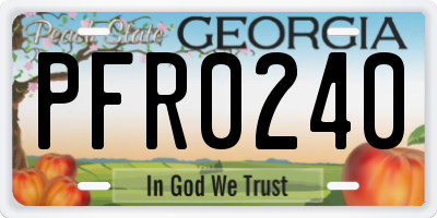 GA license plate PFR0240