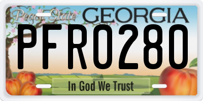 GA license plate PFR0280