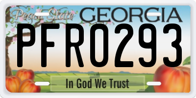 GA license plate PFR0293