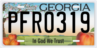 GA license plate PFR0319