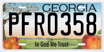GA license plate PFR0358