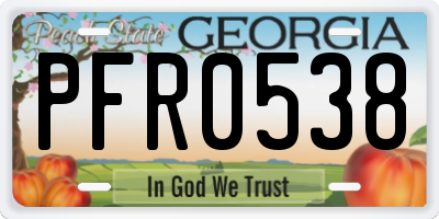 GA license plate PFR0538