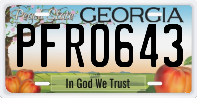 GA license plate PFR0643