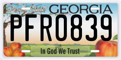 GA license plate PFR0839