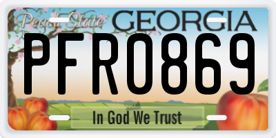GA license plate PFR0869