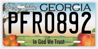 GA license plate PFR0892