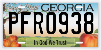 GA license plate PFR0938
