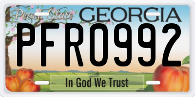 GA license plate PFR0992