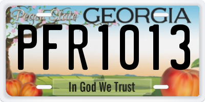 GA license plate PFR1013