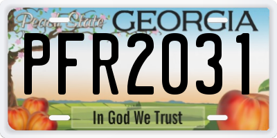 GA license plate PFR2031
