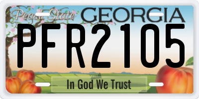 GA license plate PFR2105