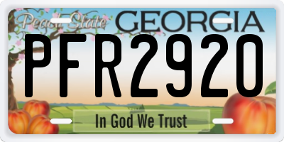GA license plate PFR2920