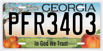 GA license plate PFR3403