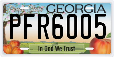 GA license plate PFR6005