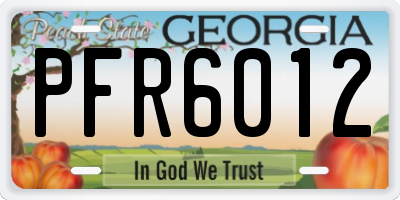 GA license plate PFR6012