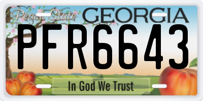 GA license plate PFR6643