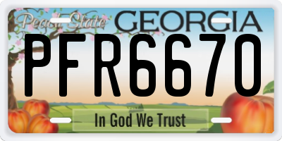 GA license plate PFR6670