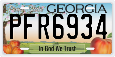 GA license plate PFR6934