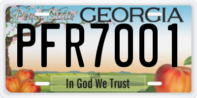 GA license plate PFR7001