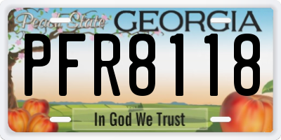 GA license plate PFR8118