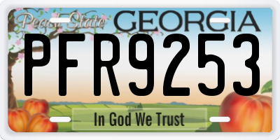GA license plate PFR9253