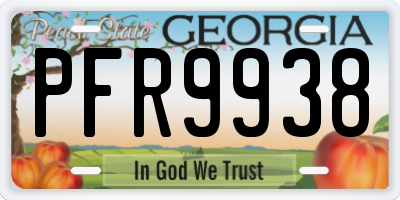 GA license plate PFR9938