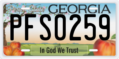 GA license plate PFS0259