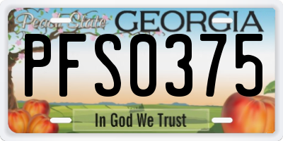 GA license plate PFS0375
