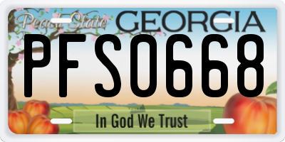 GA license plate PFS0668