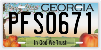 GA license plate PFS0671