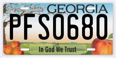 GA license plate PFS0680