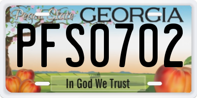 GA license plate PFS0702