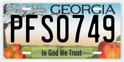 GA license plate PFS0749