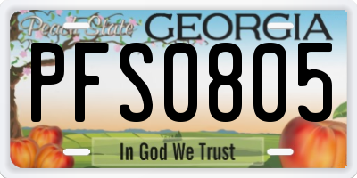 GA license plate PFS0805