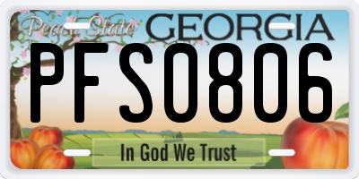 GA license plate PFS0806
