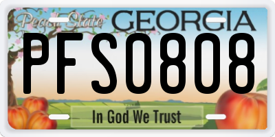 GA license plate PFS0808
