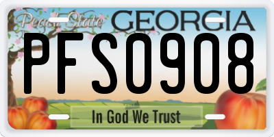 GA license plate PFS0908