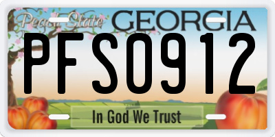 GA license plate PFS0912